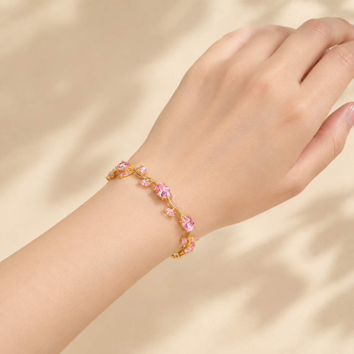 Pink Crystal Floral Bracelet