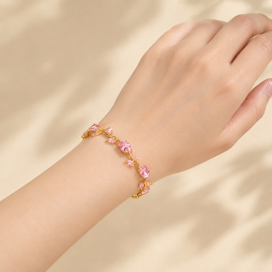 Pink Crystal Floral Bracelet