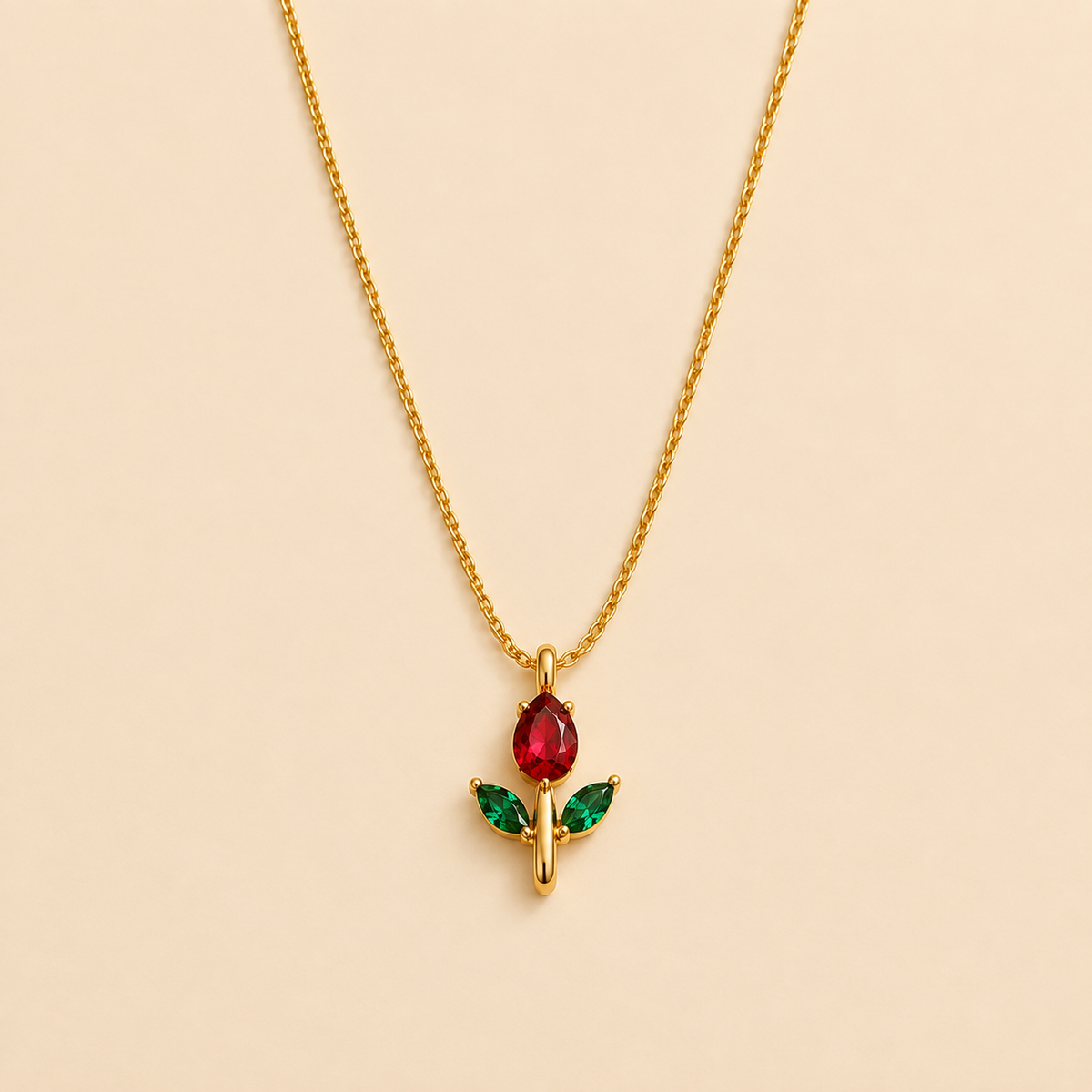 Red & Green Floral Pendant Necklace