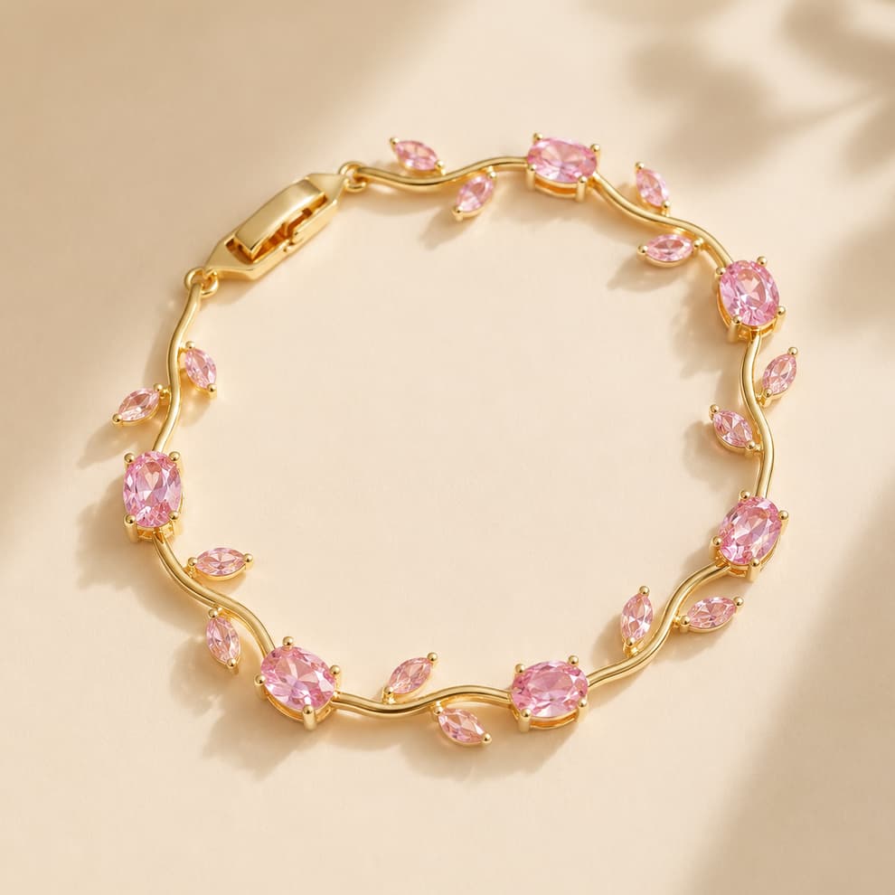 Pink Crystal Floral Bracelet