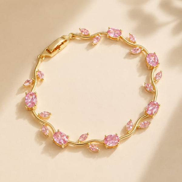 Pink Crystal Floral Bracelet