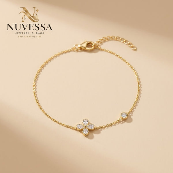 Crystal Flower Gold Bracelet