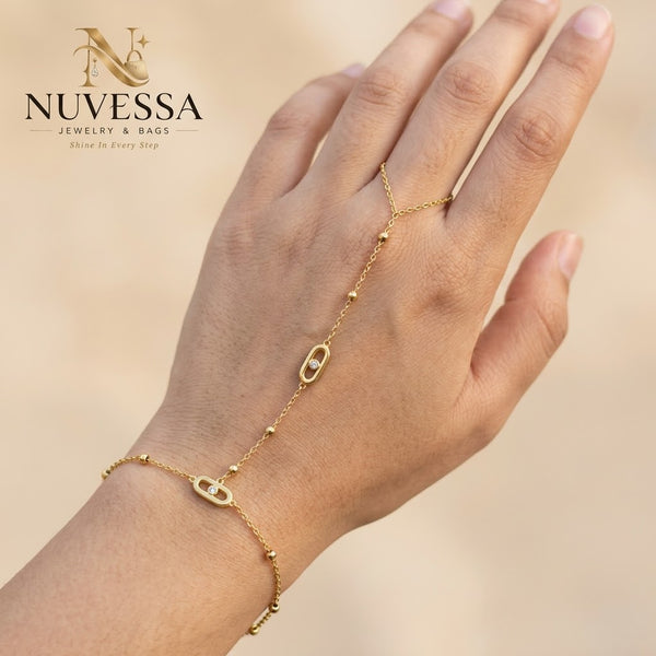 Simple Gold Hand Chain Bracelet