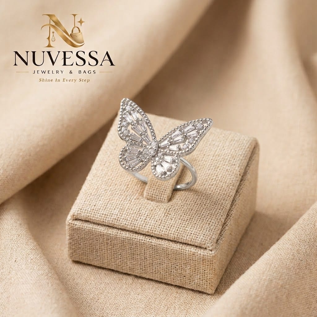 Crystal Adjustable Butterfly Ring