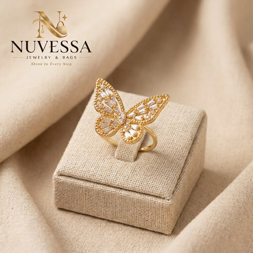 Crystal Adjustable Butterfly Ring