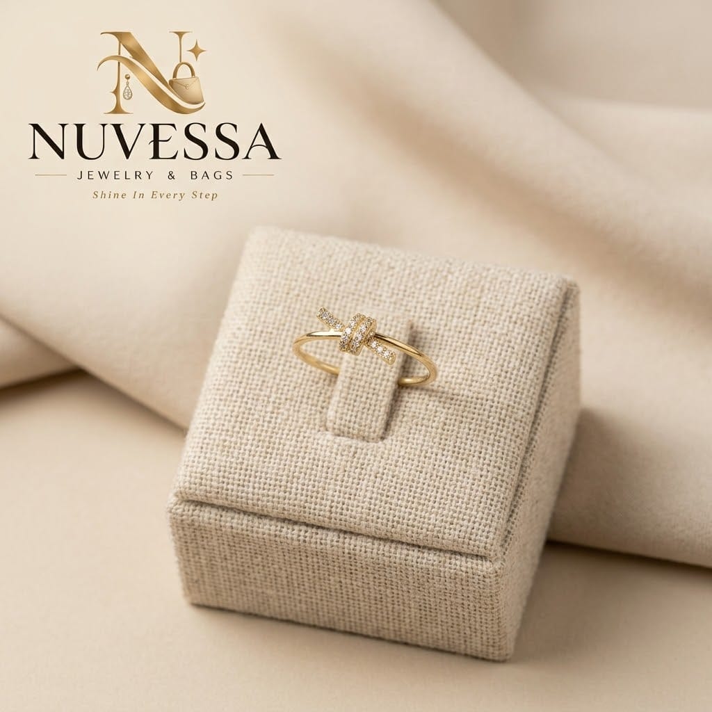 Adjustable Crystal Knot Gold Ring