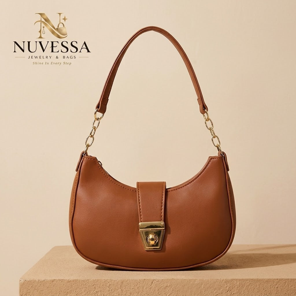 Crescent Chain-Link Shoulder Bag – Premium Women Handbag