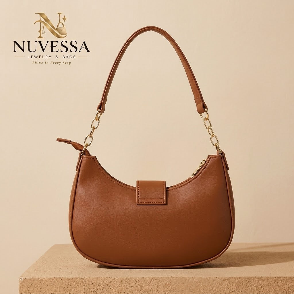 Crescent Chain-Link Shoulder Bag – Premium Women Handbag