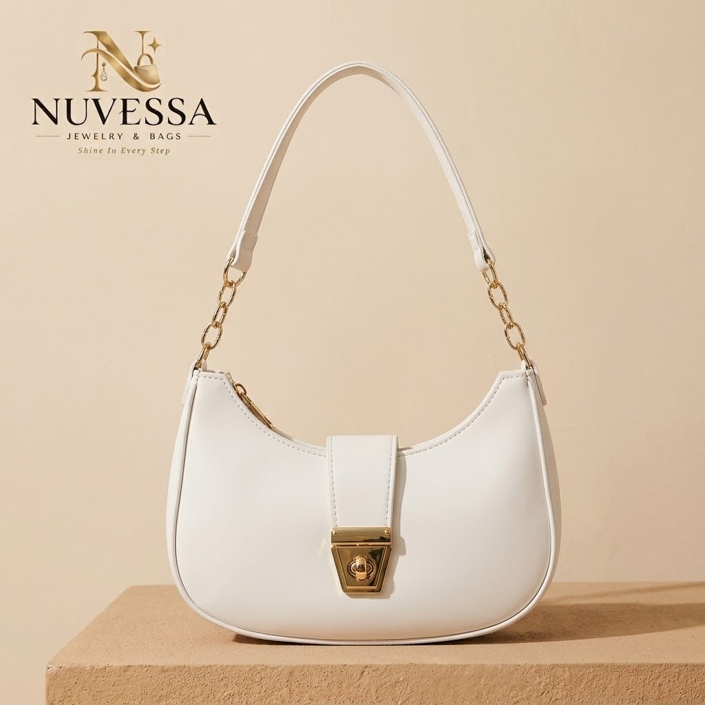 Crescent Chain-Link Shoulder Bag – Premium Women Handbag