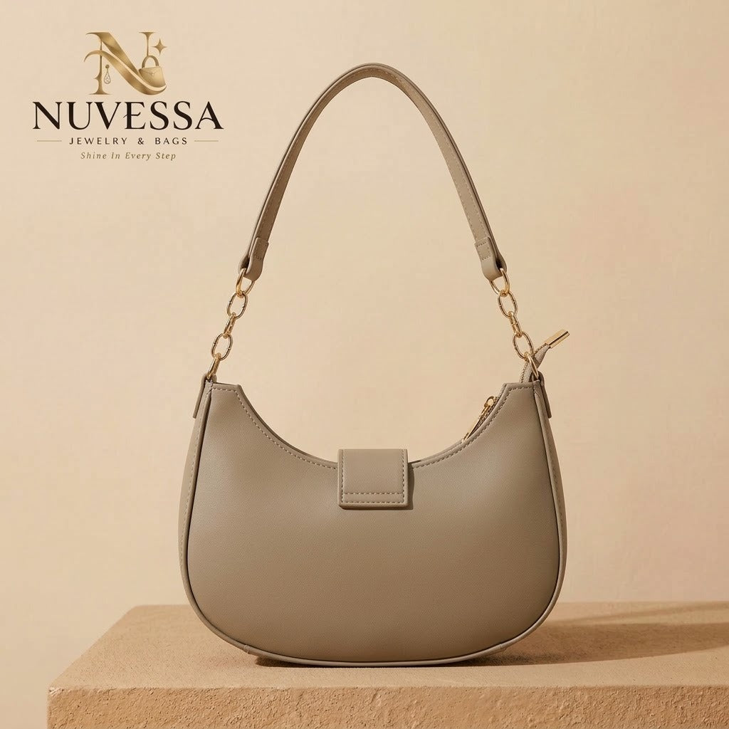 Crescent Chain-Link Shoulder Bag – Premium Women Handbag