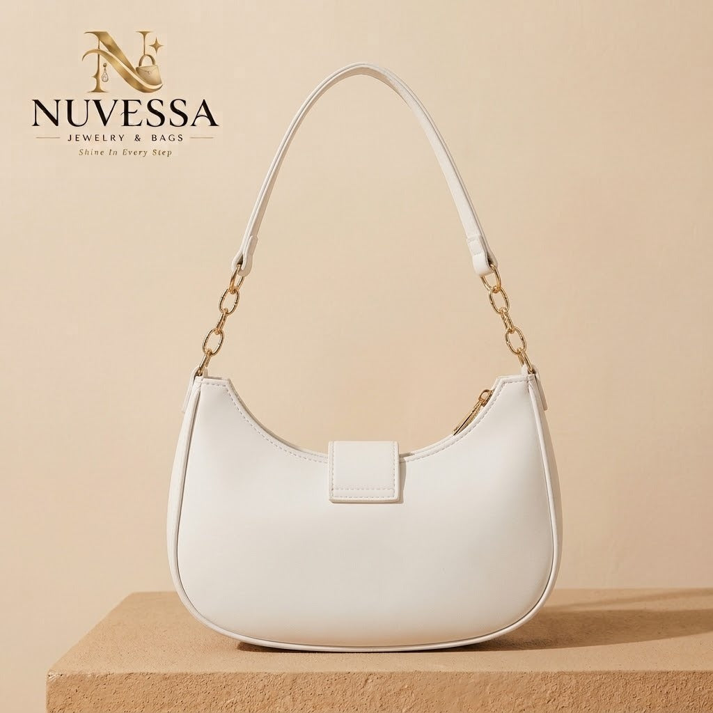 Crescent Chain-Link Shoulder Bag – Premium Women Handbag