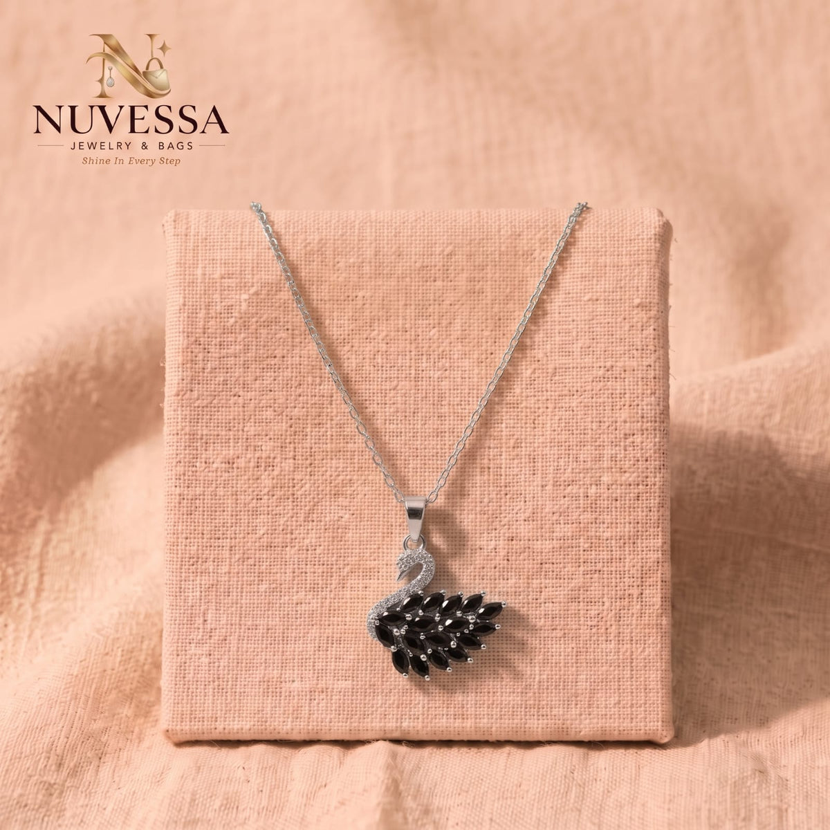 Crystal Swan Pendant Necklace for Women