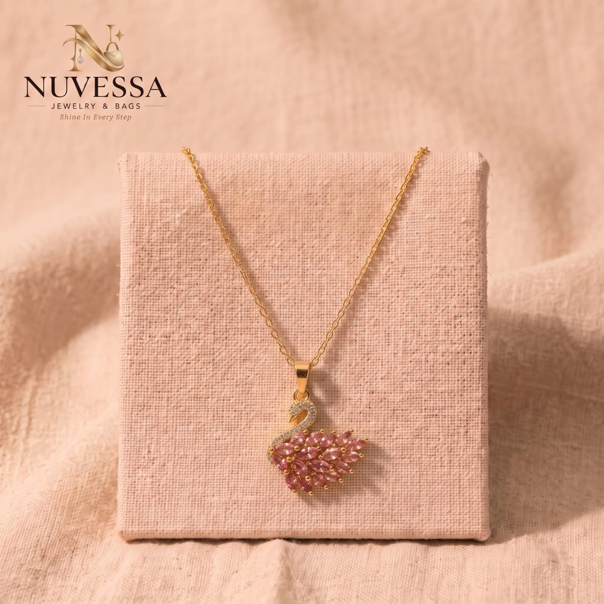 Crystal Swan Pendant Necklace for Women