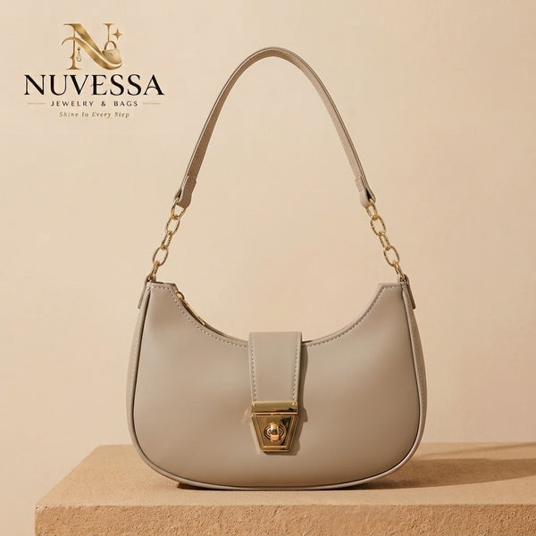 Crescent Chain-Link Shoulder Bag – Premium Women Handbag