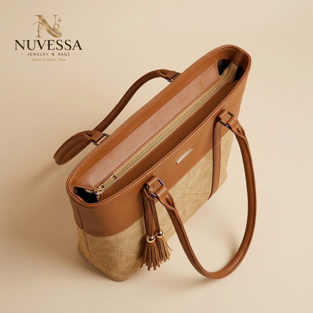 Two-Tone Tassel Tote – Premium Women Handbag